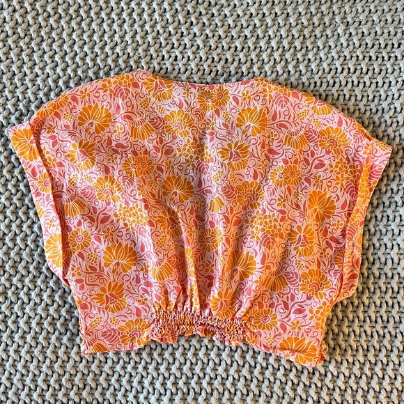NWOT Zara Twist Front Linen Blend Floral Crop Top - Picture 7 of 9